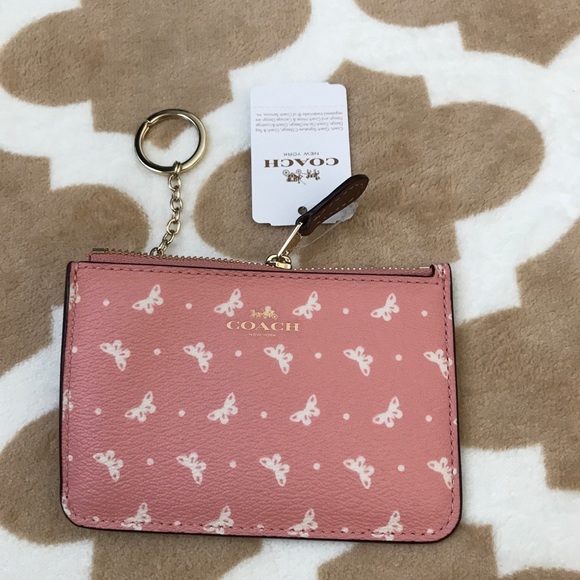 Coach Handbags - Coach butterfly pink key card holder case